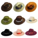 Fedoras felt hats men Actors perform hat Homburg Panama Props Western black green women's Headwear Decorate dancing party caps - Image 3