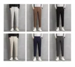 Men's Beige Slim-Fit Cropped Pants Pleated Detail Formal Casual Trousers - Image 10