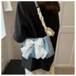 Lovely Bow Handbags for Girls Ladies Fashion Pleated Shoulder Bags for Women Simple Design Female Underarm Bag Casual Tote Purse - Image 25