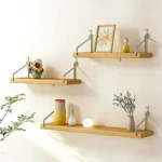 Wooden Material Wall Shelf Wall Mounted Hanging Organizers Storage Shelf No-Punch Design Bookshelf Living Room - Image 3
