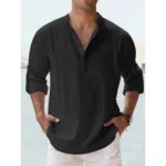 New Cotton Linen Shirts for Men Casual Shirts Lightweight Long Sleeve Henley Beach Shirts Hawaiian T Shirts for Men Streetwear - Image 13
