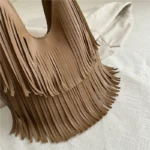 Large Capacity Casual Solid Retro Tassel Tote Bags Hot Sale Versatile Underarm Women's Bag Concise Advanced Sense Shoulder Bags - Image 5