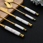 16Pcs Tableware Set Cutlery Set Mirror Ceramic Handle Gold Flatware Fork Spoon Knife Set Stainless Steel Dinnerware Dinner Set - Image 13