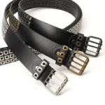 Women Belt  Fashion Square Beads, Willow Nails, Three Exhaust Eyes, Punk Street Cool, Personalized Men's and Women's Belts - Image 16