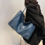 Tote Women's Bag Korean Style Large Capacity Soft Leather Shoulder Bag Retro Casual Hand-held Bucket Bag 2025 Одноплечевая сумка - Image 5