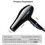 Hair Dryer 1800W Professional Powerful Hair Dryer Fast Heating Hot And Cold Adjustment Ionic Air Blow Dryer with Air Collecting - Image 6