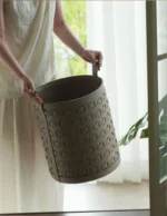 Leather Dirty Laundry Basket Woven Storage Baskets Multifunction Organizer Basket Luxury Large Living Room Organizers Baskets - Image 13