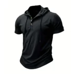 Men T Shirts  Summer Slim Fitness Hooded Short-Sleeved Bodybuilding Quick Dry Tshirt Male Gym Clothes Breathable Sports Tops - Image 2