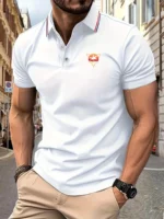 Polo Shirt Man RIDE ON! Graphic Print Summer Casual Breathable Striped Collar High Quality Men's Short Sleeve T-Shirt