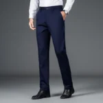 Men's lightweight business casual pants with micro elasticitymen's quick drying pantsnew straight leg office black deep bluepant - Image 4