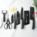 3-5PCS black stainless steel kitchen knife set, including a full set for kitchen, dormitory, household use, chef's knife, fr - Image 2