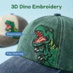 Children's Baseball Caps - Boys and Girls, Plaid Cotton Floppy Baseball Caps, Trendy Kids' Small Dinosaur Sun Protection Hats - Image 16