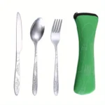 Portable Dinnerware Set - Ultra-Portable, Vibrant Printed, Stainless Steel Cutlery Set with Knifes, Fork, Spoon Carrying Bag - Image 8