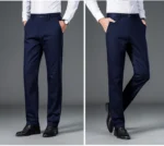 Men's lightweight business casual pants with micro elasticitymen's quick drying pantsnew straight leg office black deep bluepant - Image 12