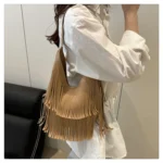 Large Capacity Casual Solid Retro Tassel Tote Bags Hot Sale Versatile Underarm Women's Bag Concise Advanced Sense Shoulder Bags - Image 33