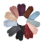 Women's Synthetic Leather Gloves Winter Warmth Short Thin Screen Driving Female Color Leather Gloves New 2022 Cycling