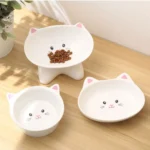 Pet Supplies Ceramic Cat Bowl Creative Cute Dog Food Feeding Basin Multi-use Slanted Mouth Pet High Foot Bowl Kitten Puppy - Image 2