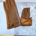 Womens Winter PU Leather Gloves Touchscreen Texting Warm Driving Leather Gloves with Bow for Outdoor - Image 8