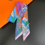 Fashion Women Hair Scarf 2024 New Brand Design Luxury Silk Scarf Fashion Print Headband Skinny Bag Scarves Neckerchief - Image 61