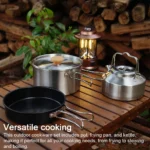 Camping Cookware Set Outdoor Picnic Cookware Kit Stainless Steel Pot Frying Pan Kettle Set Travel Cooking Accessory - Image 5
