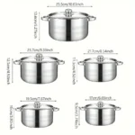 5pcs cookware set   of stainless steel pots,,  stainless steel cooking pot,  suitable for induction cookers and gas stoves， - Image 3