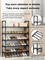 Black Elevated Shoe Rack Small Simple Multi-layer Shoe Cabinet Home Entrance Rental Housing Dormitory Storage Rack - Image 4
