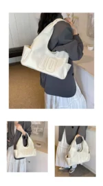 2024 New Women's Tote Bags Trendy Versatile Commuting Large Capacity One Shoulder Bag Summer Casual Solid Color Female Handbags - Image 17