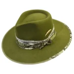 Fedoras felt hats men Actors perform hat Homburg Panama Props Western black green women's Headwear Decorate dancing party caps - Image 6