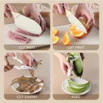 Stainless Steel Kitchen Knife and Scissors Five-Piece Set [Including Knife Holder] Household Fruit Knife, Slicing Knife, Scissors, Melon Peeler, Knife Holder, Complete Home Set - Image 6