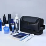 Large Hanging Toiletry Cosmetic Travel Bags for Men Women Leather Travel Bags with Hanging Hook Toiletries Bathroom Shaving Bags - Image 3