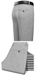 Mens Trousers Business Solid Color Casual Pants Summer Autumn Breathable Straight Pants Elastic Black Grey Loose Formal Pants - Image 10