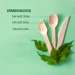 A Set of Premium Wooden Cutlery – 100/200 Pieces of Disposable Cutlery (50/100 Forks, 25/50 Knives, 25/50 Spoons), Suitable for Events and Catering Services, Includes 5.5inch / 6.3inch Utensils, with a Wooden Table Cutlery Set of 14cm / 16cm Pieces Suitable for Daily Use, Outdoor Activities, and P - Image 4