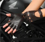 Men Half Finger Genuine Leather Gloves Sheepskin Leather Gloves Outdoor Cycling Driving Motorcycle Gloves Fingerless Gym Mittens - Image 7