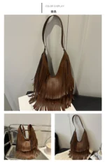 Large Capacity Casual Solid Retro Tassel Tote Bags Hot Sale Versatile Underarm Women's Bag Concise Advanced Sense Shoulder Bags - Image 27