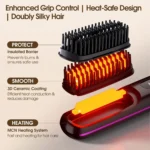 Hair Straightener Brush with LCD Display Cordless USB Charging Straightener Portable Mini Straightening Brush for Home Travel - Image 4