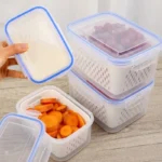 Food Storage Boxes Double-layer Refrigerator Food Fresh Sealed Box Vegetable Fruit Box Drain Basket Container Kitchen Organizer - Image 19
