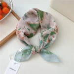 55cm Flower Floral Print Square Scarf Neckerchief Fashion Scarves Kerchief Bandanas Headscarf Hair Ribbon Accessories for Women - Image 32