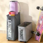 Laundry Basket With Wheels Large Capacity Yoga Mat Storage Basket Multifunctional Foldable Waterproof Dirty Clothes Storage Bag