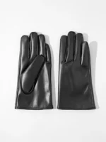 Ladies' Black Leather Gloves Sexy Photo Leather Gloves Ladies' Autumn and Winter Warm Driving Gloves - Image 9