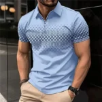 Summer T Shirts for Men 2024 Short Sleeve Men's Clothing Collar 3D Printing Plain Shirt Striped Polo Tees Fashion Pullover Tops - Image 3