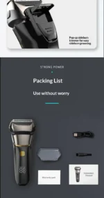 New Electric Shaver for Men with LCD Display, USB Rechargeable Home Water Washable Beard Razor - Image 13