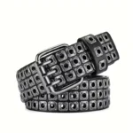 Women Belt  Fashion Square Beads, Willow Nails, Three Exhaust Eyes, Punk Street Cool, Personalized Men's and Women's Belts - Image 2