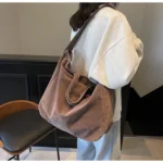 Women's Tote Bags 2025 New Fashion Suede Vintage Large Shoulder Crossbody Bag for Woman Korean Female Student Bookbag Handbags - Image 29