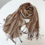 Fashion Men's Cotton And Linen Striped Brown Scarf  Long Shawl Japanese Unisex Style Fashion Scarves