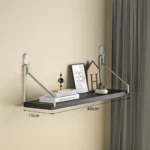 Wooden Material Wall Shelf Wall Mounted Hanging Organizers Storage Shelf No-Punch Design Bookshelf Living Room - Image 12