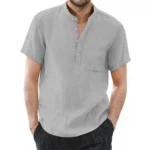 Men's Short Sleeve T-shirt Cotton and Linen Casual Men T-shirts Solid Color Summer Shirt Male Cozy Breathable - Image 4