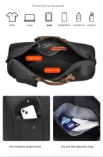 Large-Capacity Travel Bag, Dry-Wet Separation Gym Bag, Business Water-Resistant Shoulder Bag, Trendy Sports Bag, Fashionable Crossbody Bag, Unisex Storage Bag - Image 17