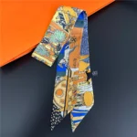 Fashion Women Hair Scarf 2024 New Brand Design Luxury Silk Scarf Fashion Print Headband Skinny Bag Scarves Neckerchief - Image 48