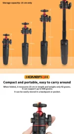 Portable extendable tripod for DSLR cameras, mobile phones, and desktops. Handle for live streaming. - Image 9