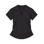 Polo Lapel Front Shoulder Short-sleeved T-shirt for Women 2025 Summer Design Pure Slim Fit Slim and Pleated Waist - Image 12